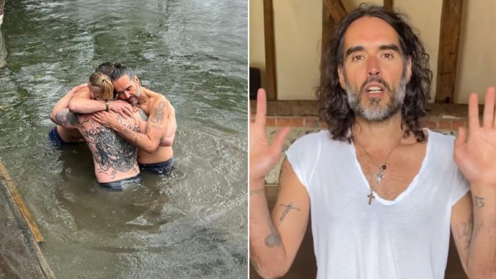 Russell Brand podijelio nevjerojatnu fotografiju s krštenja u rijeci Temzi