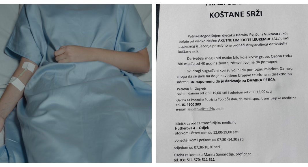 Pomozimo Damiru Pejiću (15) iz Vukovara: Hitno se traži donor koštane srži